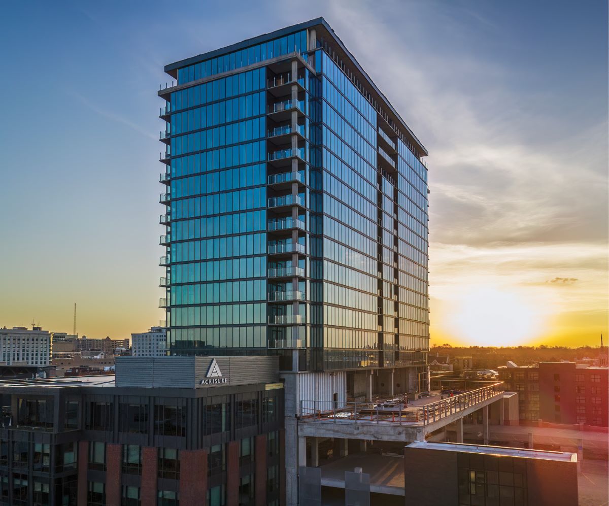 high rise with glass curtain wall