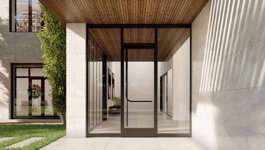 glass and metal entrance