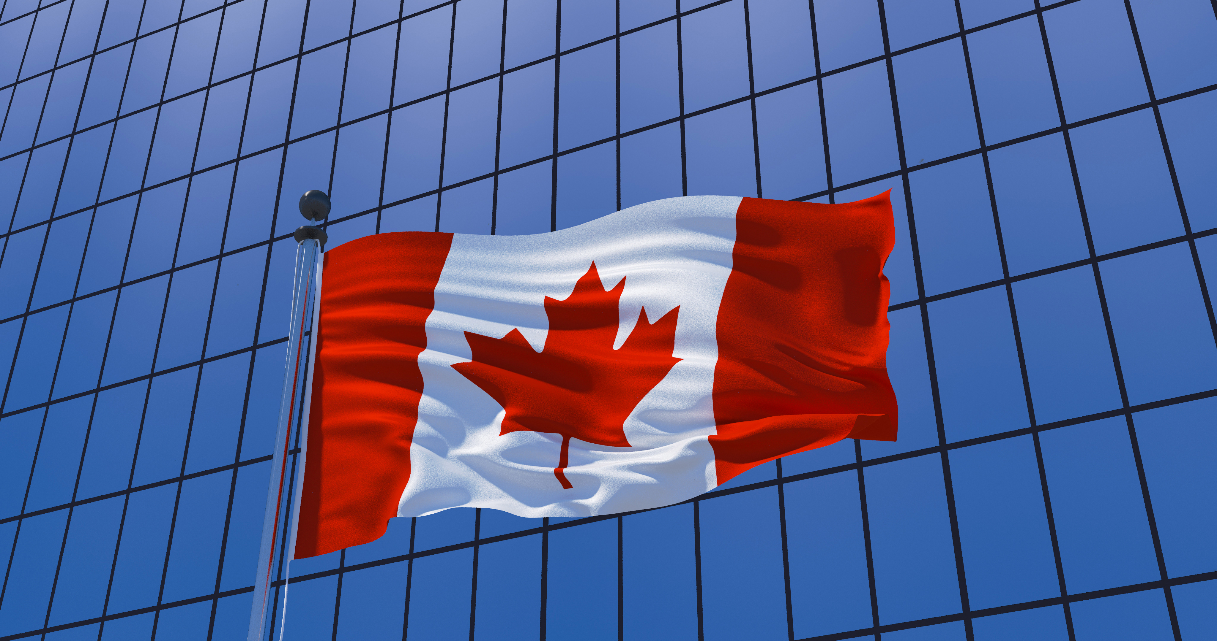 decorative image of canadian flag against glass building